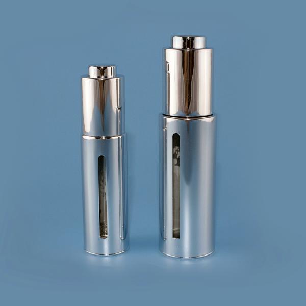 Metalized glass dropper bottle with Alu shell